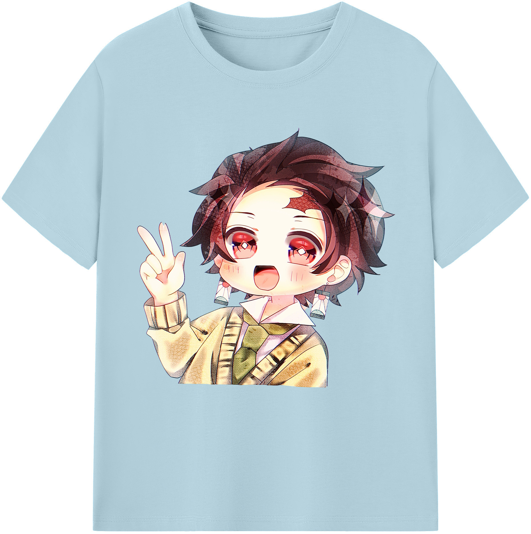（画像用） 鬼滅の刃 竈門 炭治郎／かまど たんじろう Kamado Tanjirou 綿100％半袖Tシャツ（フロントプリント）